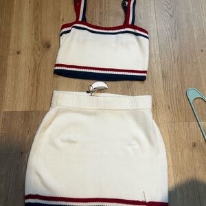 Show Me Your MuMu Cream and Red Two-Piece Dress